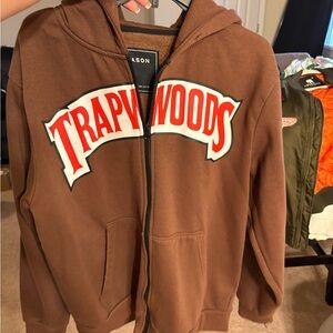 Brown Trapwoods Zip-Up Hoodie